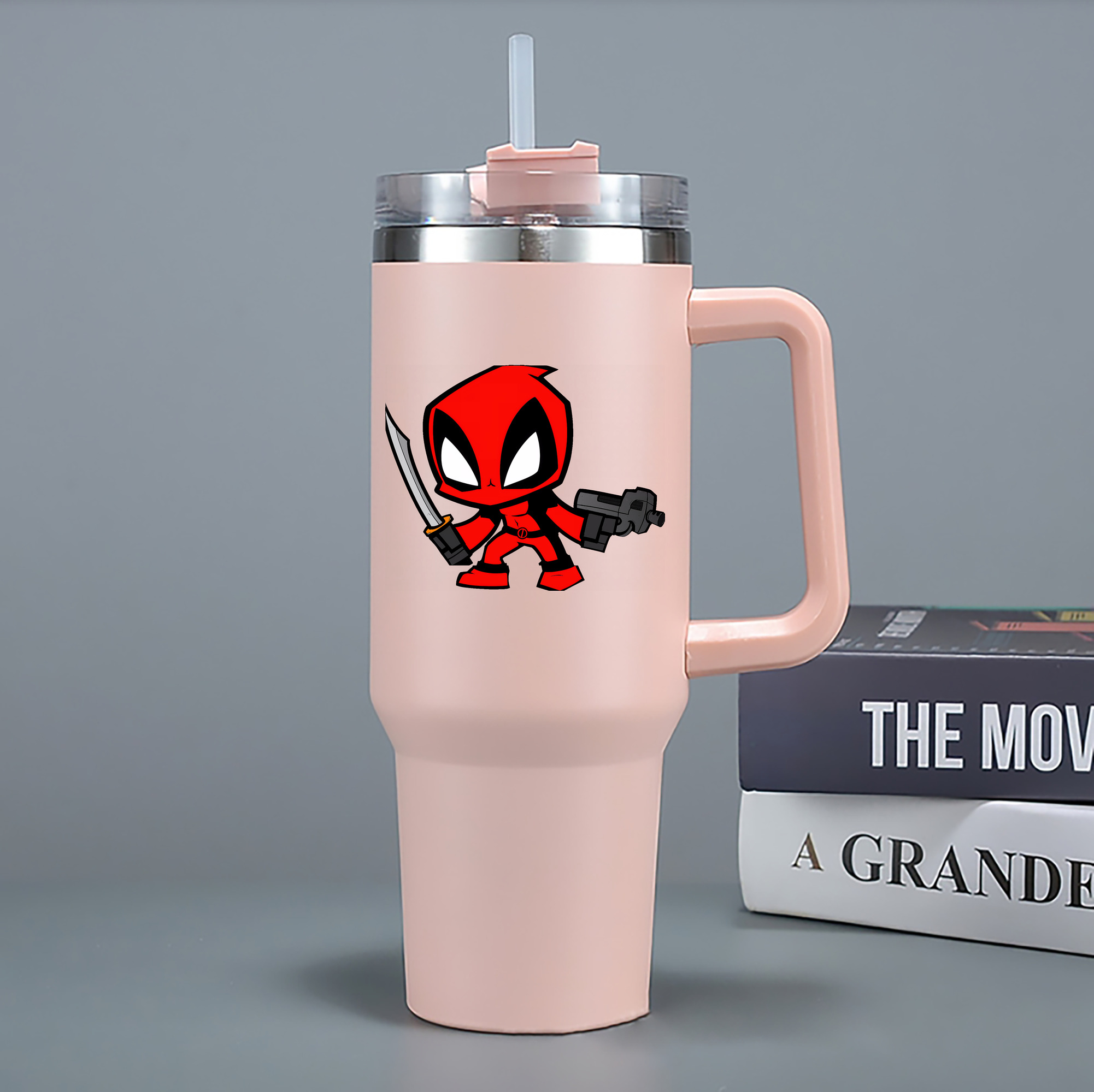 （画像用） Deadpool デッドプール 1200mL車用タンブラー - クリスタルステッカー（プラスチックストロー付き）